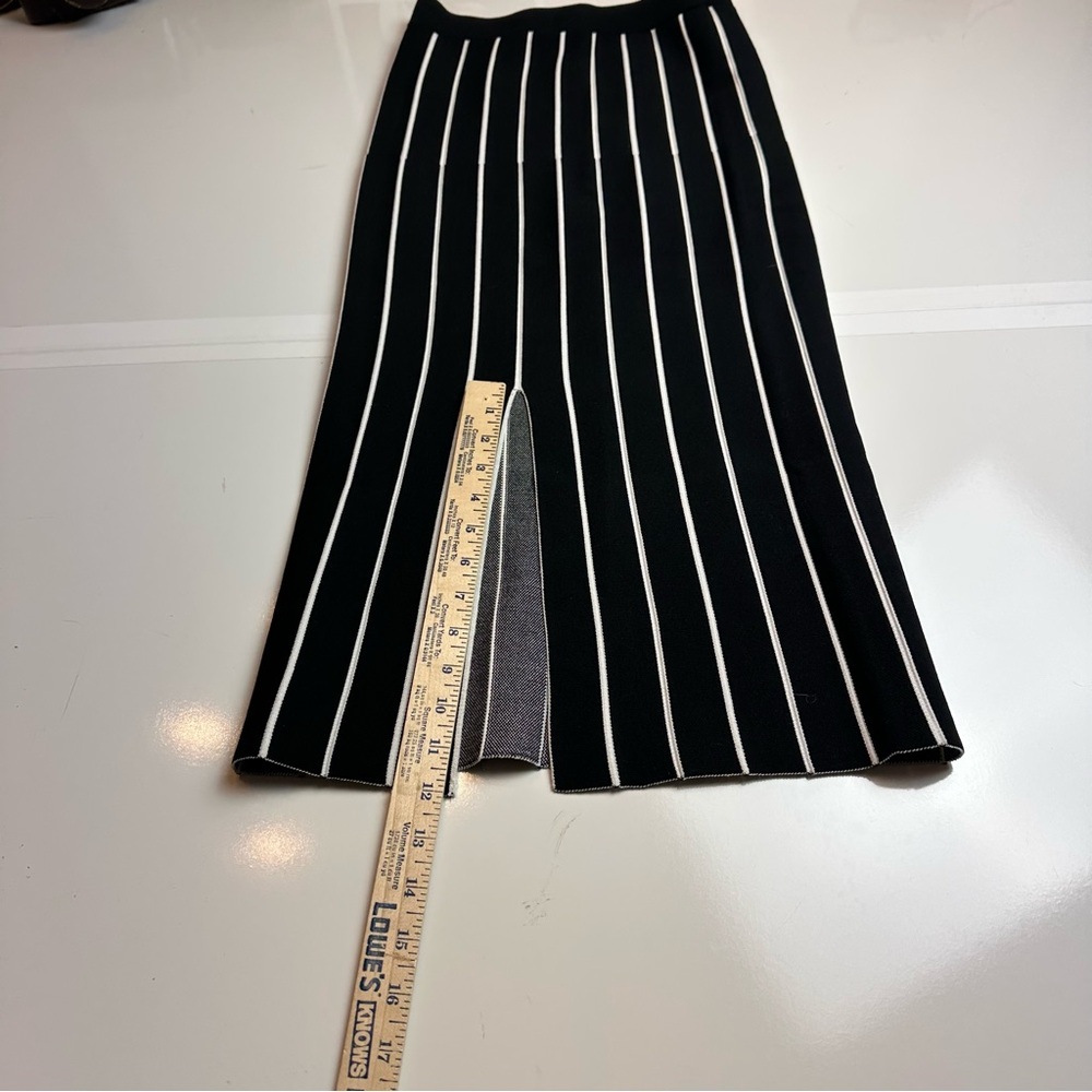 House of Harlow 1960 Striped Knit Maxi Skirt | Pleated Column · Quiet Luxury - Picture 9 of 10